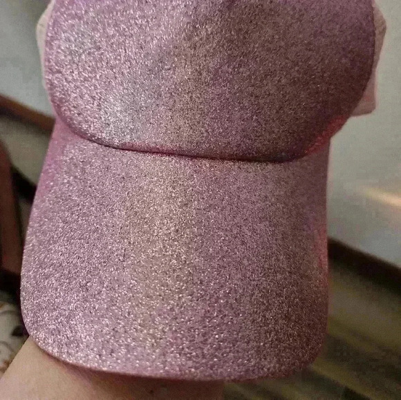 C.C Glittery Pink Ponytail Baseball Cap. - Picture 2 of 7